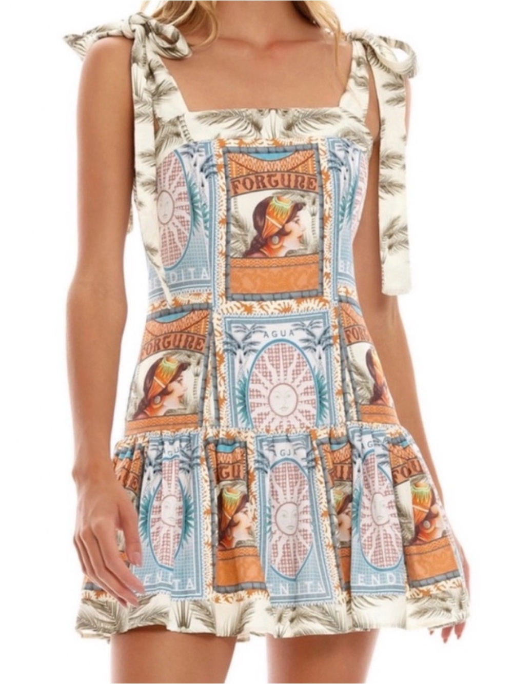 Agua Bendita Tie-Shoulder Mini Dress